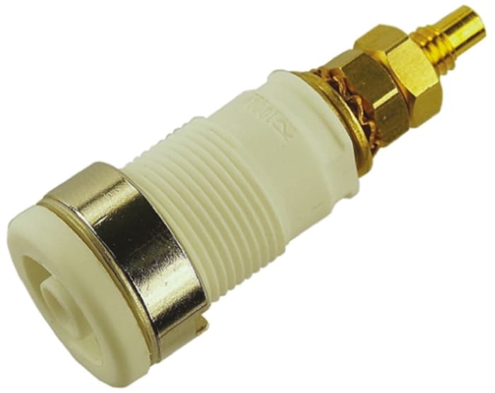 Fiche banane femelle 4 mm Hirschmann Test &amp; Measurement Blanc Femelle 32A 1000V c.a. / V c.c.