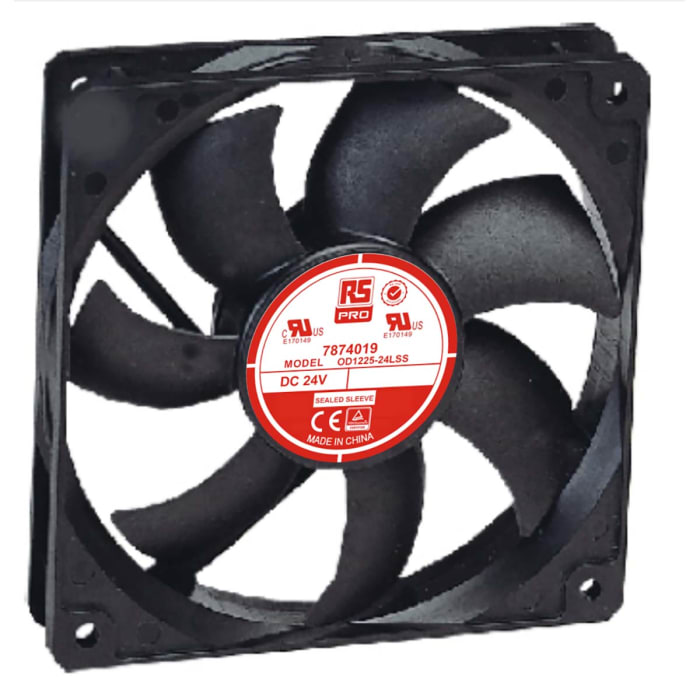 Ventilador Axial RS PRO de 120 x 120 x 25mm, 24 V dc, 3W, 1800rpm, caudal 121m³/h, 34dB