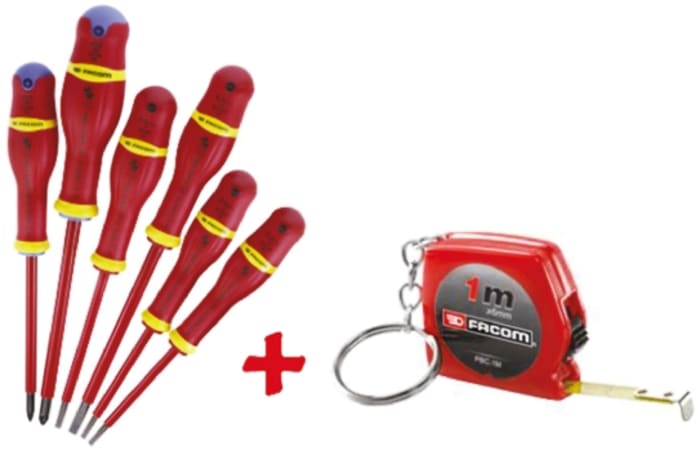 Facom Pozidriv, Slotted Screwdriver Set, 6-Piece