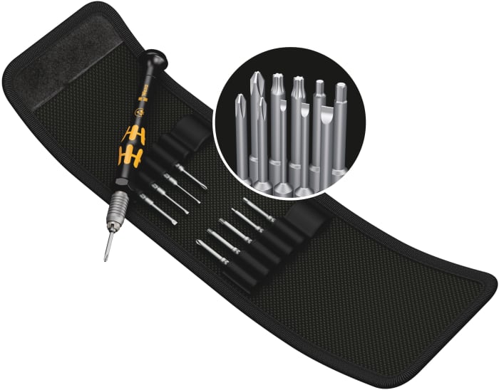 Wera Hexagon; Phillips; Slotted; Torx Interchangeable Precision Screwdriver Set, 11-Piece, ESD-Safe