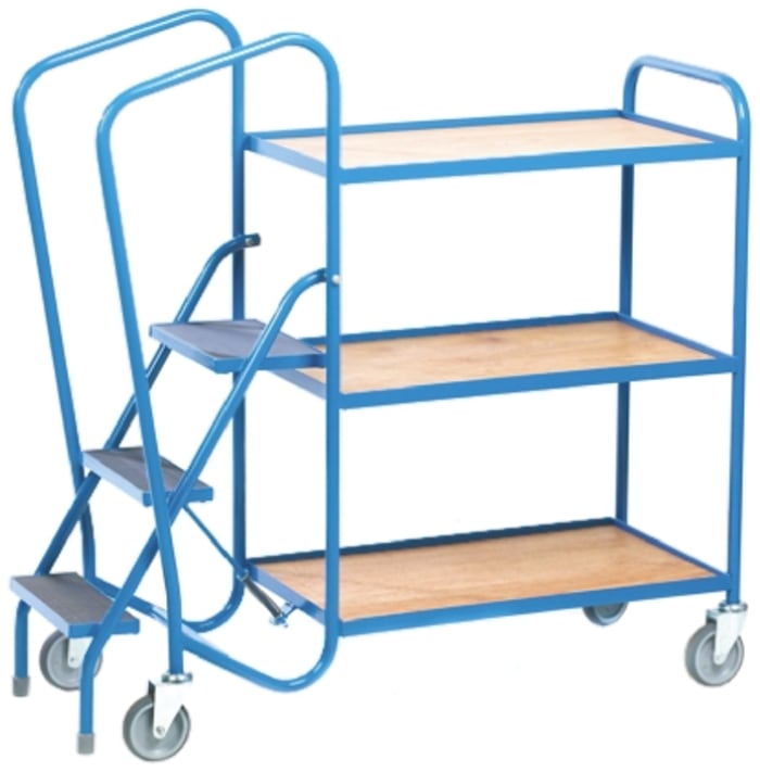 RS PRO 3 Shelf Steel Order Picking Trolley Trolley, 780 x 470mm, 250kg Load