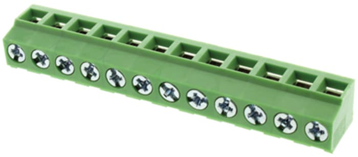 RS PRO PCB Terminal Block, 12-Contact, 5.08mm Pitch, Through Hole Mount, 1-Row, Screw Termination