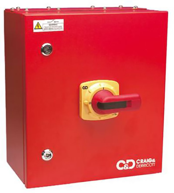 Craig & Derricott 6P Pole Panel Mount Isolator Switch - 125A Maximum Current, 45kW Power Rating, IP65