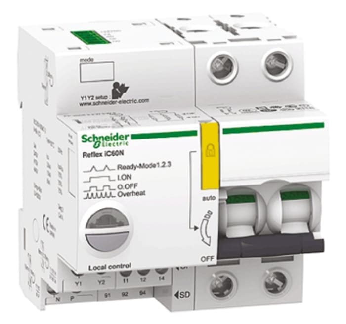 Schneider Electric Acti 9 iC60N MCB, 2P, 40A Curve C, 220 → 240V AC, 24V DC, 6 kA Breaking Capacity