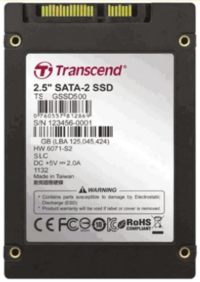 Disco duro de estado sólido interno 2,5 pulg. Transcend de 32 GB, SATA III, MLC, para aplicaciones industriales