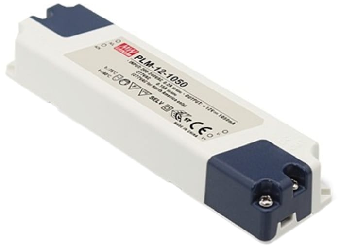 MEAN WELL LED Driver, 22 → 36V Output, 12W Output, 350mA Output, Constant Current