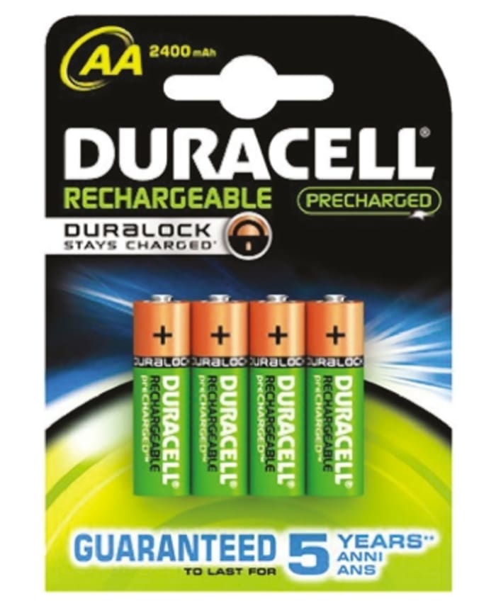 Duracell Duracell Staycharged AA NiMH Rechargeable AA Battery, 2.4Ah - Pack of 4