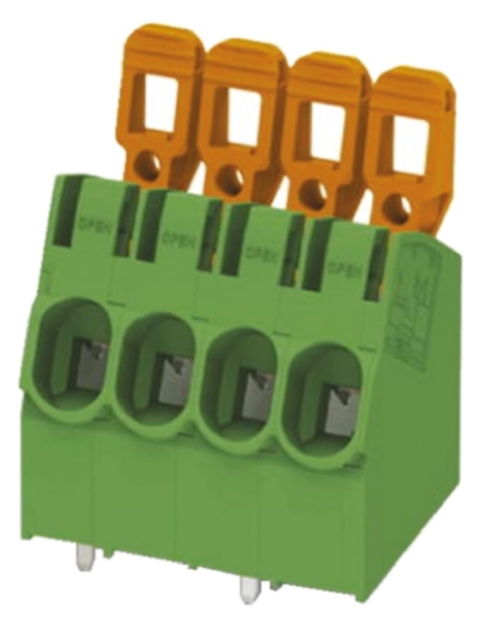Phoenix Contact PLA 5/ 6-7.5-ZF Series PCB Terminal Block, 6-Contact, 7.5mm Pitch, Through Hole Mount, 1-Row, Spring