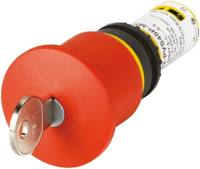 Eaton Key Release Emergency Stop Push Button, Panel Mount, 22mm Cutout, 2NC, IP66