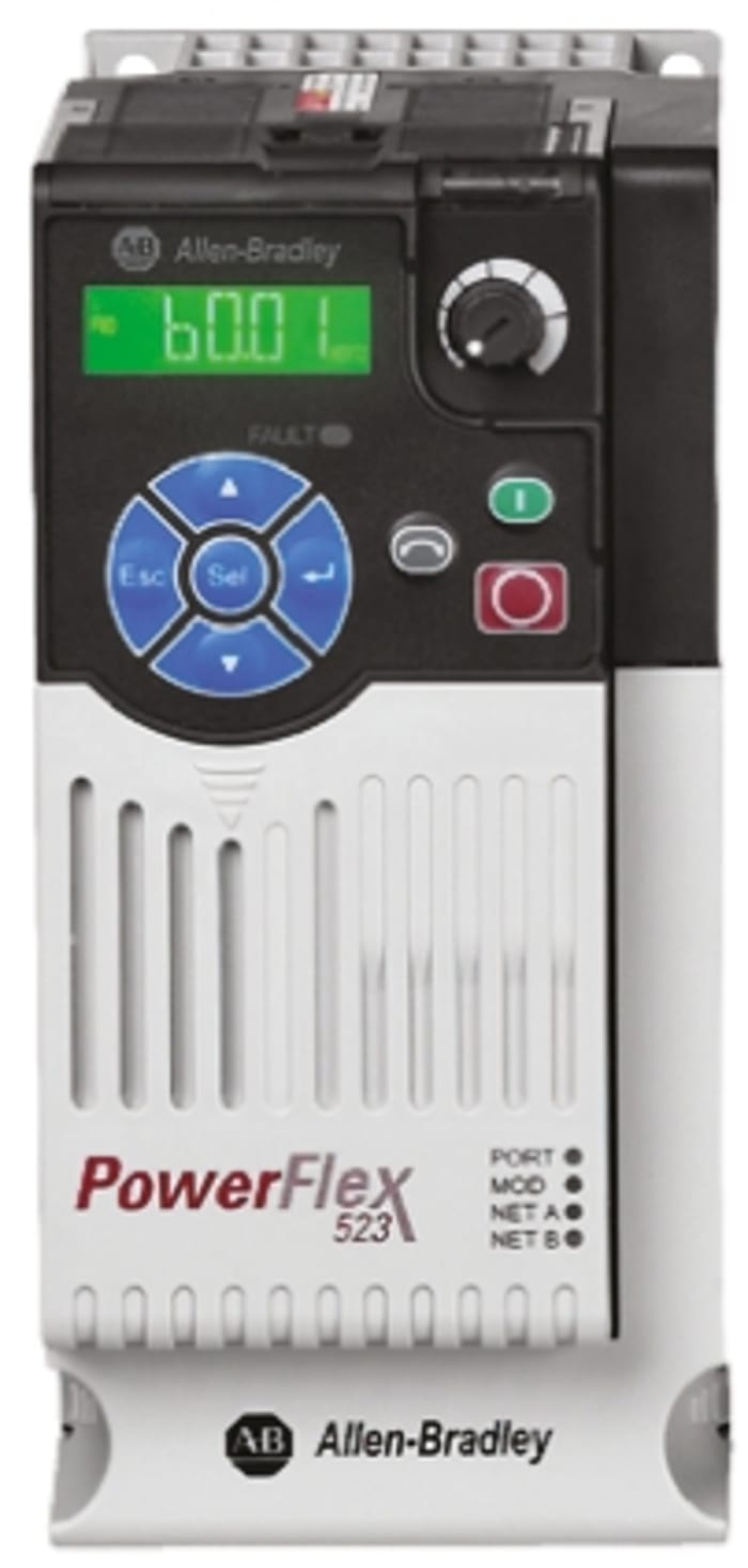 Allen Bradley Inverter Drive, 2.2 kW, 1 Phase, 230 V ac, 11 A, PowerFlex 523 Series
