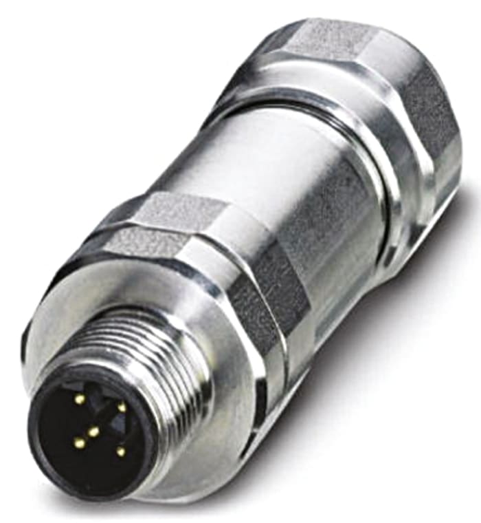 Conector circular Phoenix Contact Enchufe M12 serie SACC de 5 vías Macho, tamaño carcasa M12, Cable, IP65, IP40, IP69K