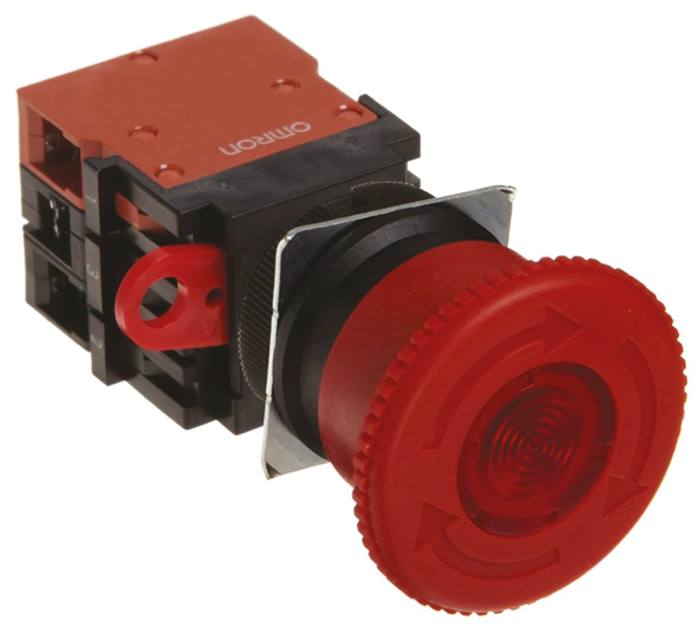Omron A22E Series Twist Release Illuminated Emergency Stop Push Button, Panel Mount, 22mm Cutout, SPDT, IP65