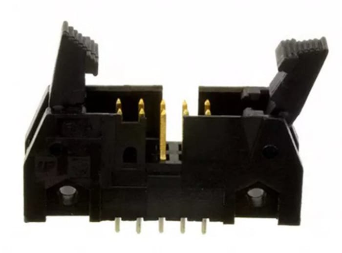 TE Connectivity AMP-LATCH Series Straight Through Hole PCB Header, 10 Contact(s), 2.54mm Pitch, 2 Row(s), Shrouded