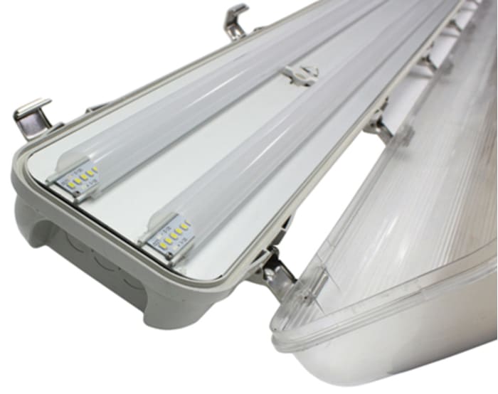 RS PRO 24 W LED Anticorrosive Light Fitting Batten Twin Batten, 2 Lamp, Anti-corrosive, 1.27 m Long, IP65