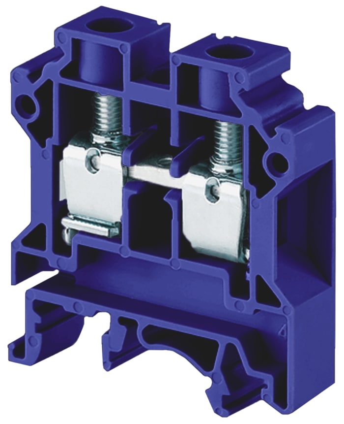RS PRO Blue Feed Through Terminal Block, Single-Level, Screw Clamp Termination