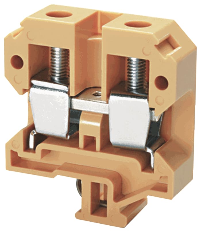 RS PRO Brown Feed Through Terminal Block, 35mm², Single-Level, Screw Clamp Termination
