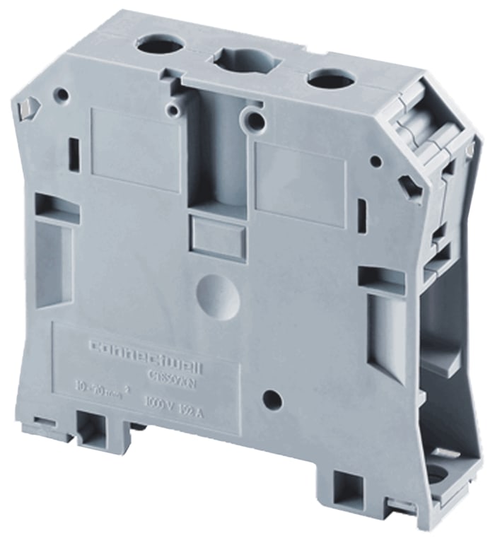 RS PRO Grey Feed Through Terminal Block, 50mm², Single-Level, Screw Clamp Termination