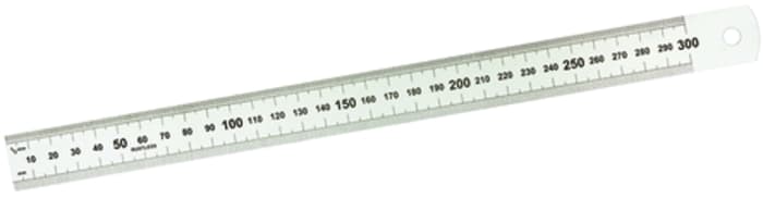 Satin chrome rigid steel rule,12in/300mm