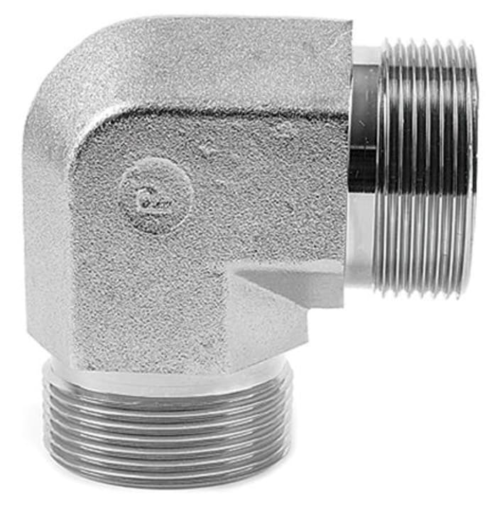 Parker Steel Zinc Plated Hydraulic Elbow Threaded Adapter, 12EMK4S, G 3/4 Male G 3/4 Male