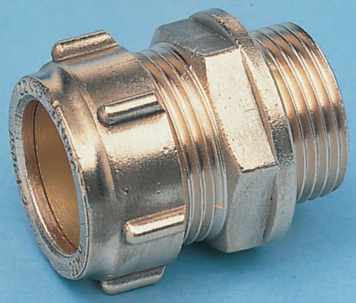 RS PRO Brass Pipe Fitting, Straight Compression Coupler, Male 1/4in 10mm
