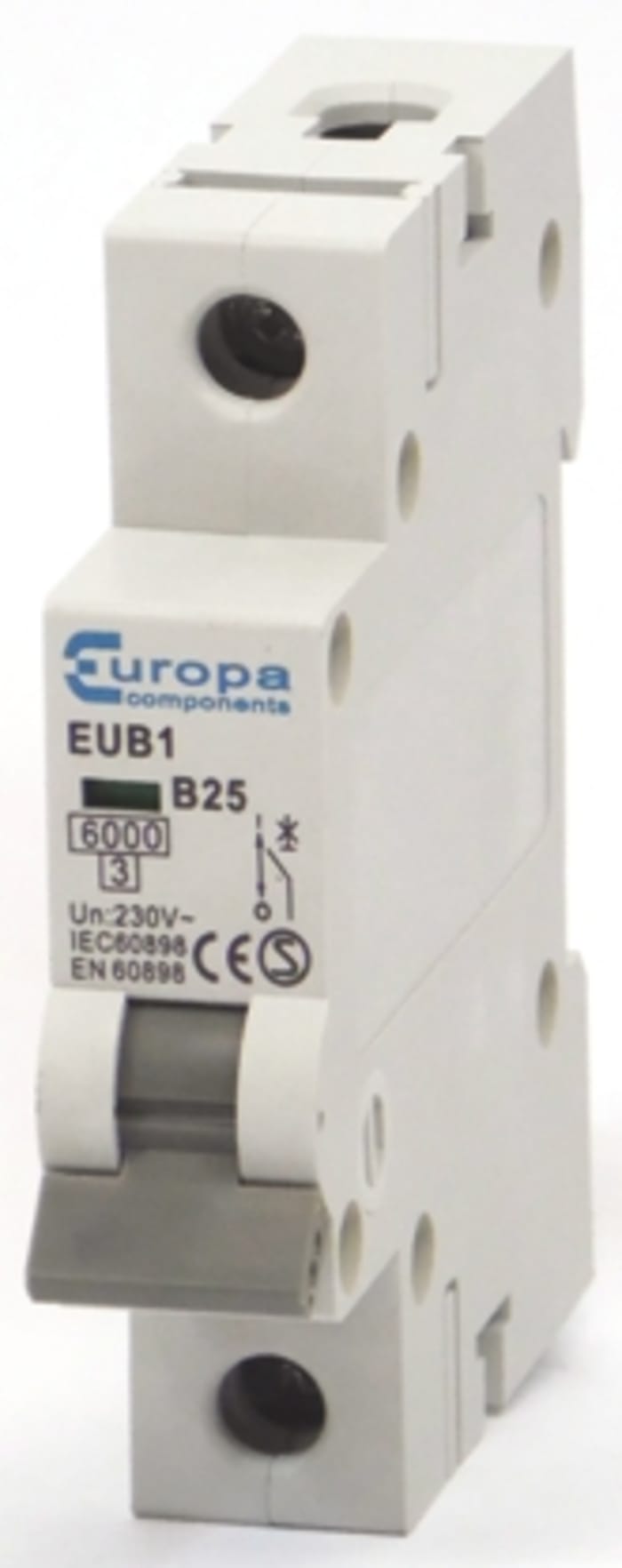 MCB, řada: EUB 1P 25A, charakteristika: vypínací charakteristiky Typ B EUB125B, rozsah: EUB1
