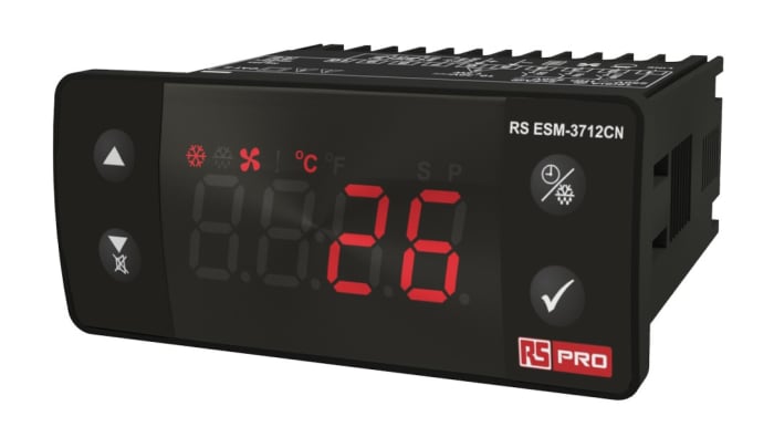Controlador de temperatura ON/OFF RS PRO, 76 x 34.5mm, 10 → 30 V dc, 1 entrada NTC, PTC, 3 salidas Relé