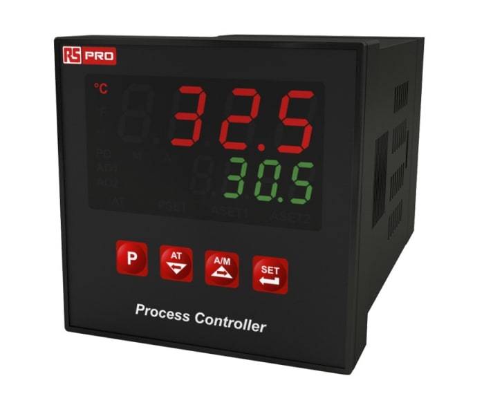 RS PRO Panel Mount PID Temperature Controller, 72 x 72mm, 3 Output Relay, SSR, 24 V ac, 24 V dc Supply Voltage ON/OFF,