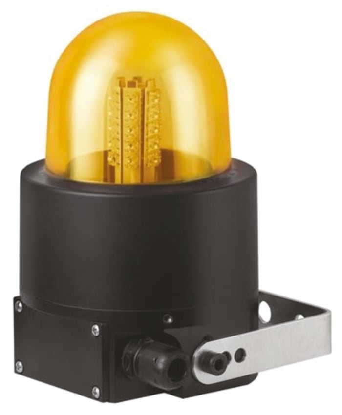 Werma WM 729 EX Series Yellow Flashing Beacon, 24 V dc, Wall Mount, LED Bulb