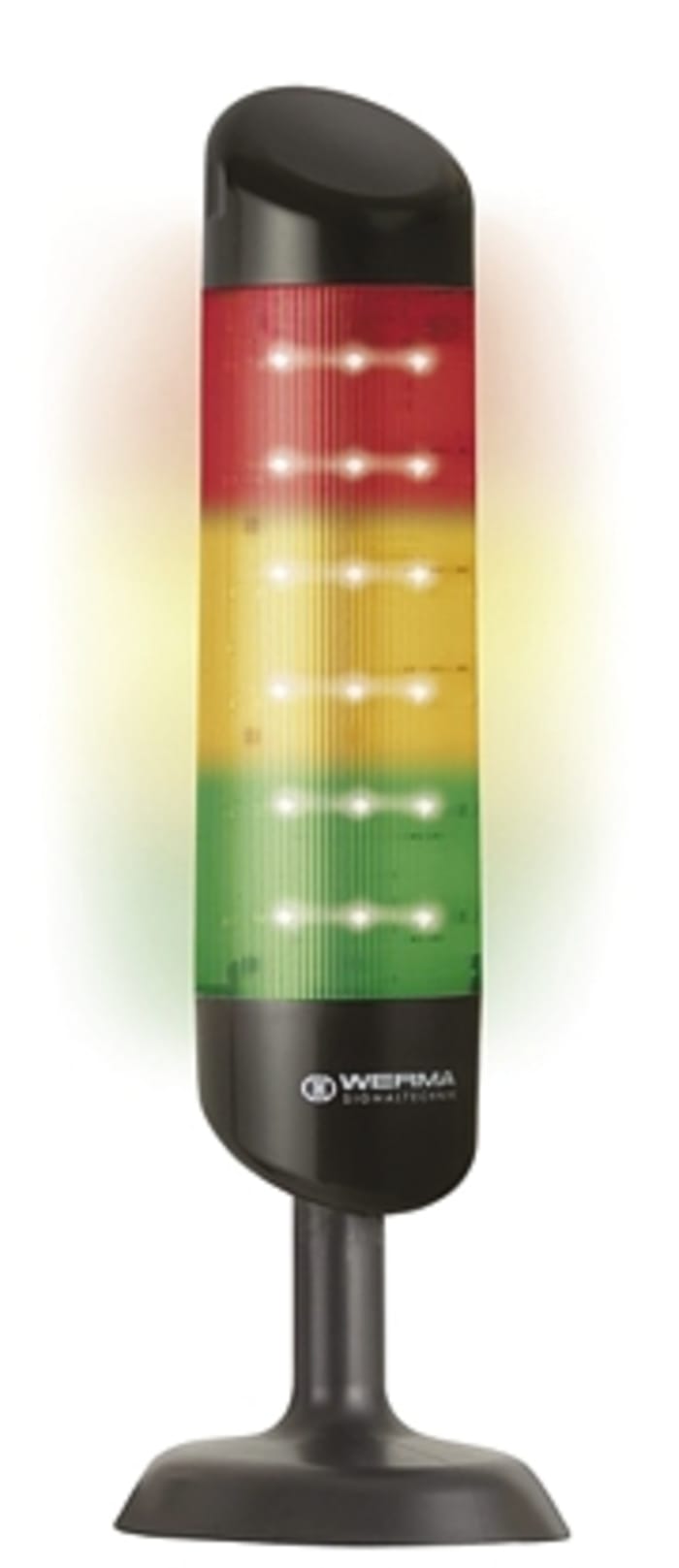 Colonnes lumineuses pré-configurées à LED Feu Fixe, Clair avec Buzzer, série Kompakt, 24 V c.c.