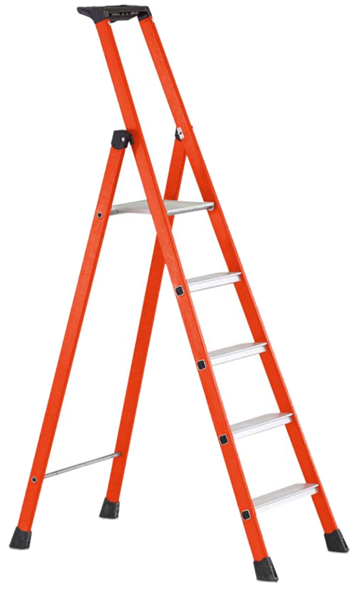 Zarges Fibreglass 7 steps Step Ladder, 1.6m platform height, 3.6m open length