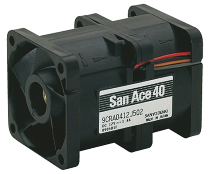 Sanyo Denki San Ace 9CRA Series Axial Fan, 12 V dc, DC Operation, 54m³/h, 16.8W, 1.4A Max, 40 x 40 x 56mm