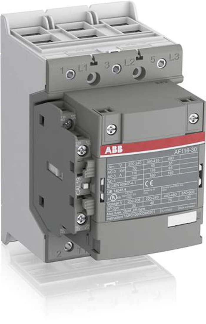 ABB AF140 AF Contactor, 230 V ac Coil, 3-Pole, 200 A, 75 kW, 3NO, 690 V ac