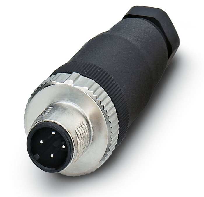 Conector circular Phoenix Contact macho serie SACC de 4 vías macho a hembra, tamaño carcasa M12, montaje aéreo, IP67