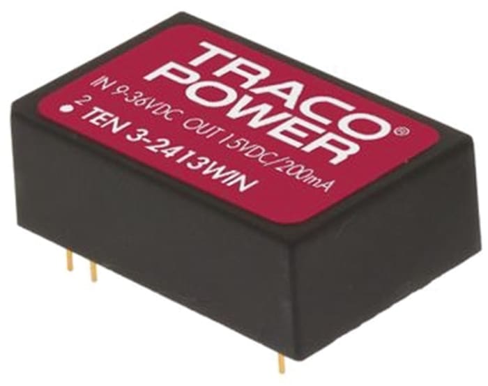 TRACOPOWER TEN 3WIN DC-DC Converter, ±12V dc/ ±125mA Output, 9 → 36 V dc Input, 3W, Through Hole, +85°C Max Temp