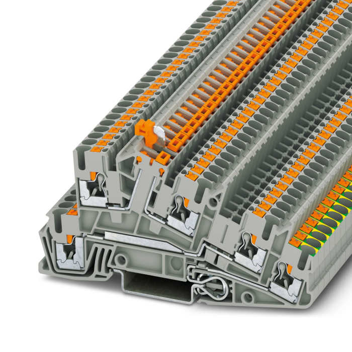 Phoenix Contact 3213957 PTI 2.5-PE/L/LTB Series Grey, Triple-Level, Push In Termination