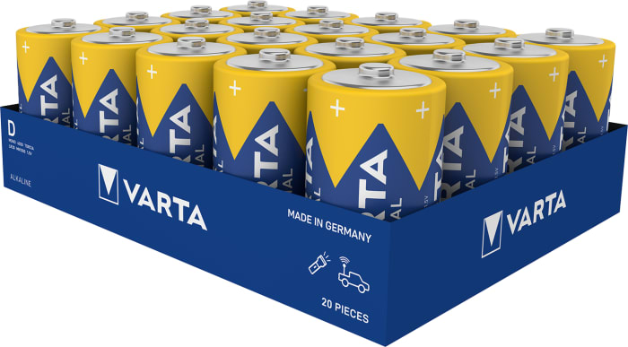 Piles D 1.5V Alcaline Varta, 16.5Ah
