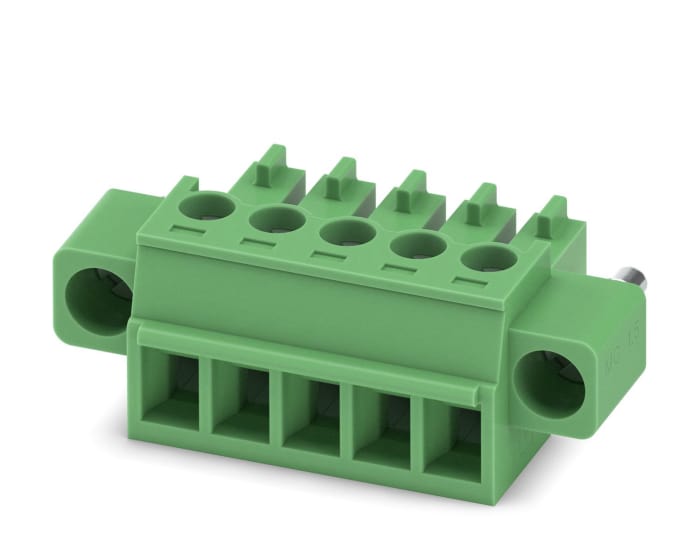 Phoenix Contact, 3.81mm Pitch, MC 1.5/ 5-STF-3.81, 5 Way, , Pluggable Terminal Block, Plug, Cable Mount, Screw