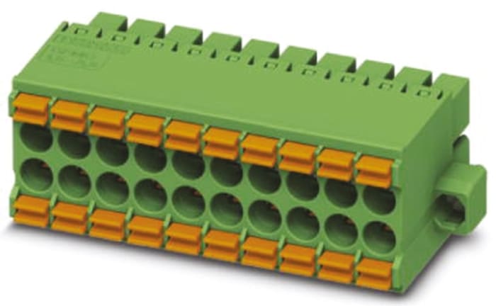 Phoenix Contact, 3.5mm Pitch, DFMC 1.5/ 2-STF-3.5, 4 Way, Pluggable Terminal Block, Plug, Cable Mount, Spring Cage