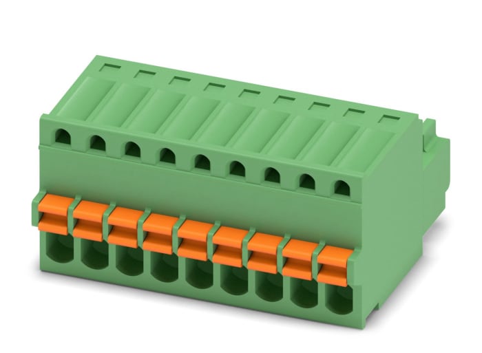 Phoenix Contact, 2.5mm Pitch, FK-MC 0.5/ 9-ST-2.5, 9 Way, , Pluggable Terminal Block, Plug, Cable Mount, Spring Cage