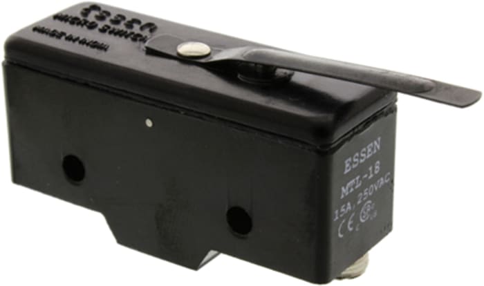 RS PRO Spring Lever Microswitch, Screw Terminal, 15 A @ 250 V ac, SPST