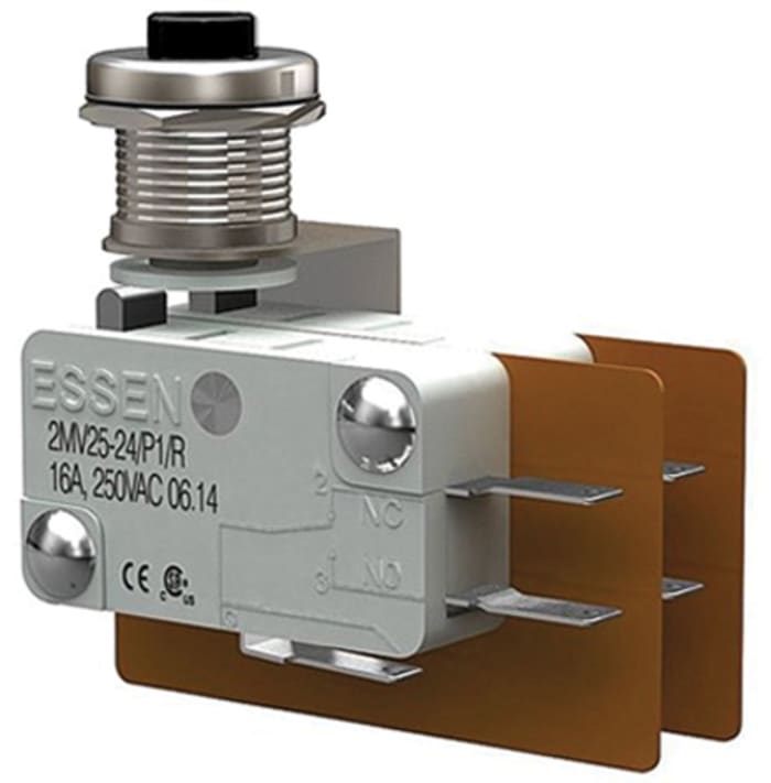 RS PRO RS PRO Button Micro Switch, Quick Connect Terminal, 16 A 250