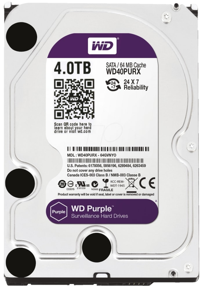 Western Digital Surveillance Purple 4 TB 3.5in SATA Internal Hard Drive