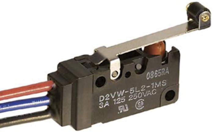 Omron Hinge Lever Micro Switch, Wire Lead Terminal, 5 A @ 250 V ac, SP-CO, IP67