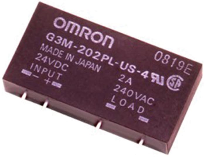 Omron Solid State Relay, 2 A Load, PCB Mount, 264 V ac Load, 6 V dc Control