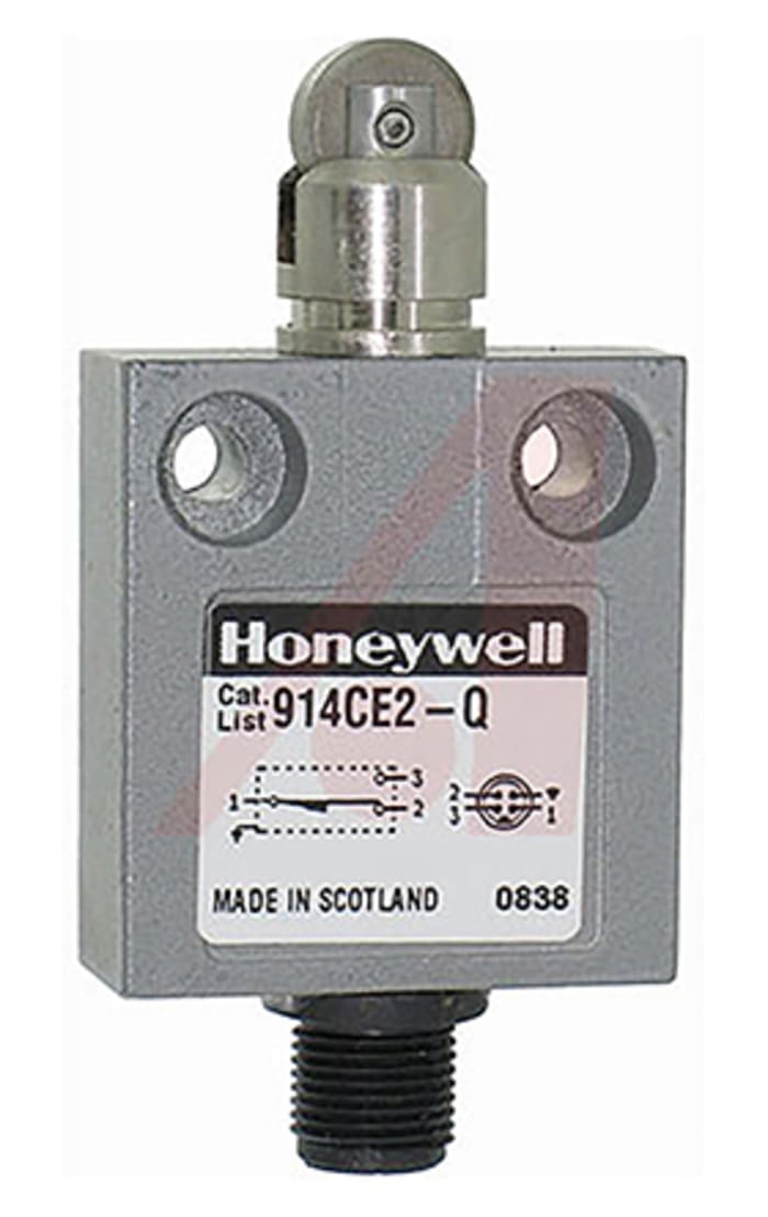Honeywell 914CE Series Roller Plunger Limit Switch, NO/NC, IP66, IP67, IP68, SPDT, Die Cast Zinc Housing, 250V ac Max,