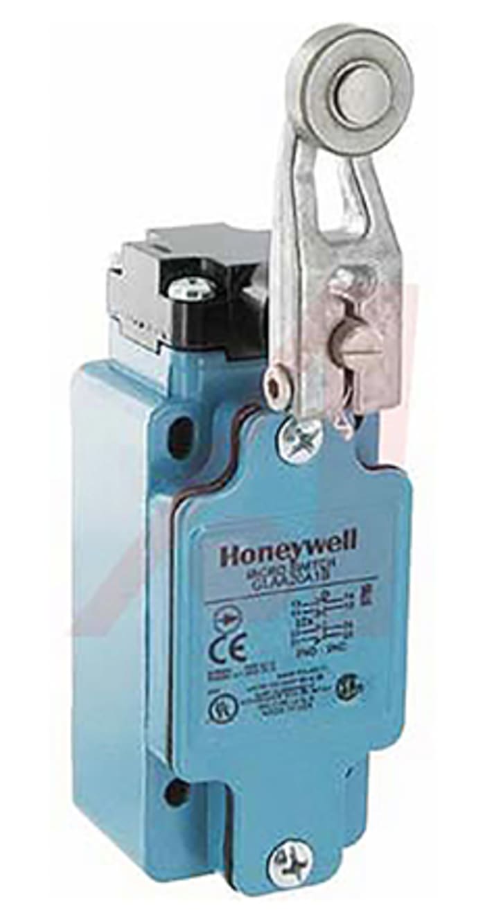 Honeywell GLA Series Roller Lever Limit Switch, 2NO/2NC, IP67, DPDT, Die Cast Zinc Housing, 600V ac Max, 10A Max