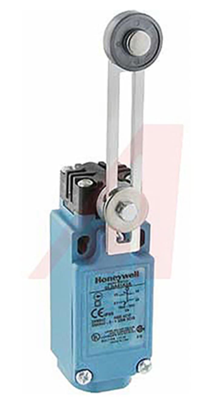 Honeywell GLD Series Adjustable Roller Lever Limit Switch, NO/NC, IP66, SPDT 1NO/1NC, Thermoplastic Housing, 300V ac