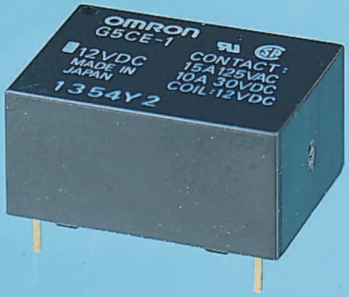 Relé de potencia sin enclavamiento Omron G5CA de 1 polo, SPST, bobina 12V dc, 15A, Montaje en PCB