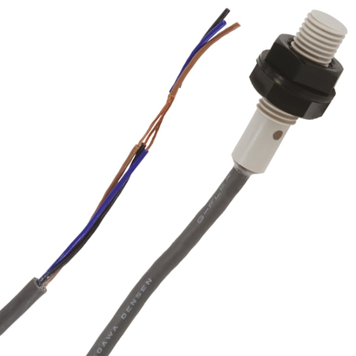 Omron Inductive Threaded Barrel Proximity Sensor, M8, 1.5 mm Detection, PNP NO, 12 → 24 V dc