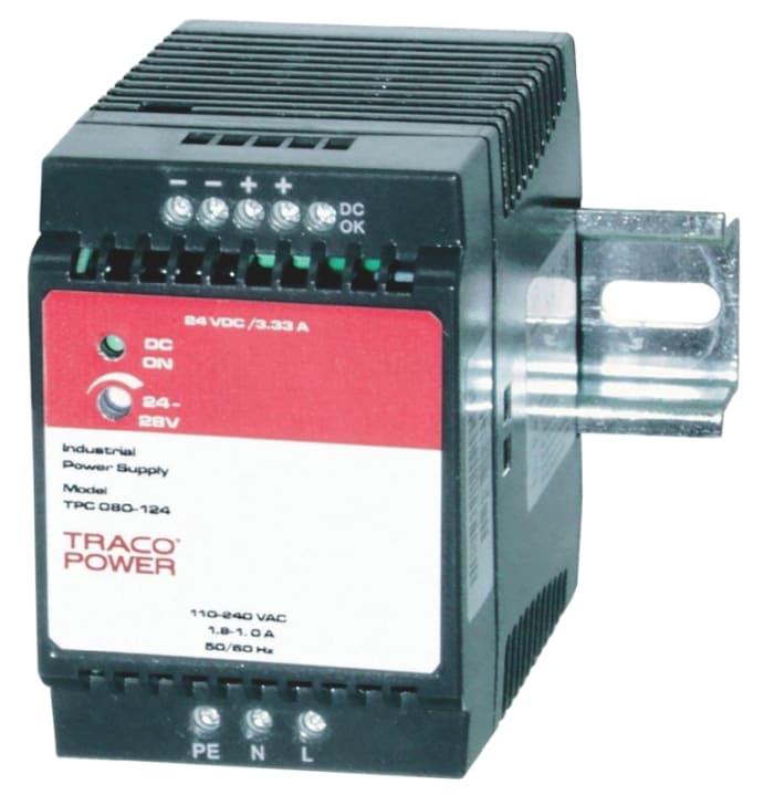 TRACOPOWER TPC Switched Mode DIN Rail Power Supply, 85 → 264 V ac / 90 → 375V dc ac, dc Input, 24V dc dc